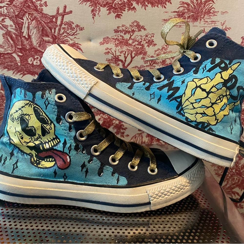 Custom painted chuck Taylor’s converse post Malone shoes